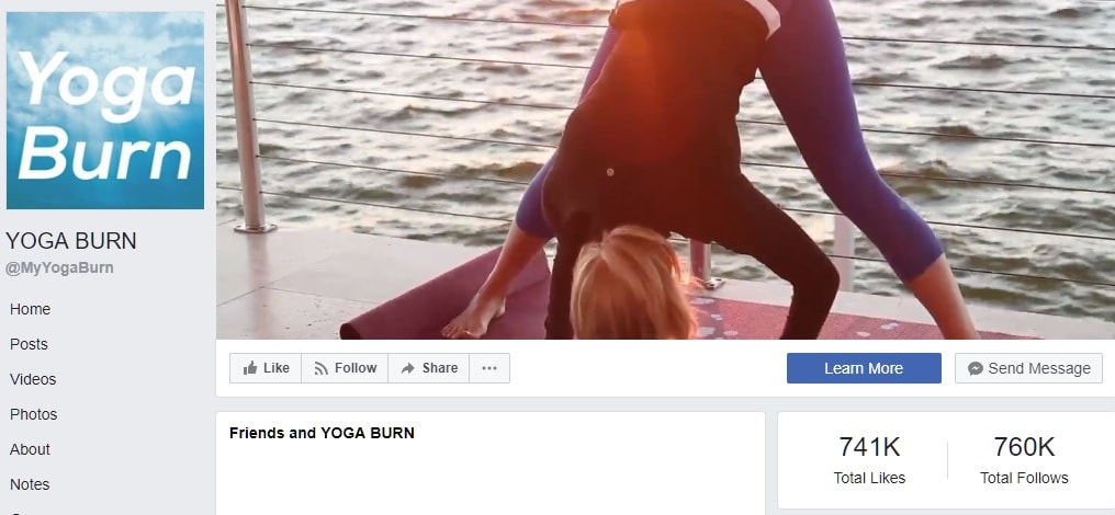 facebook page - yoga burn system