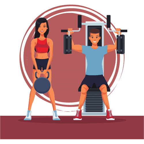 Man and woman working out in the gym