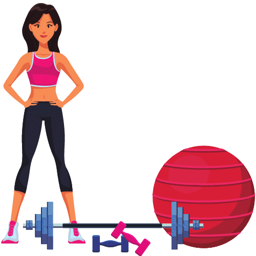 Woman standing next to fitness equipment