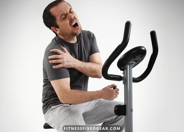 experiencing pain on an indoor exercise bike